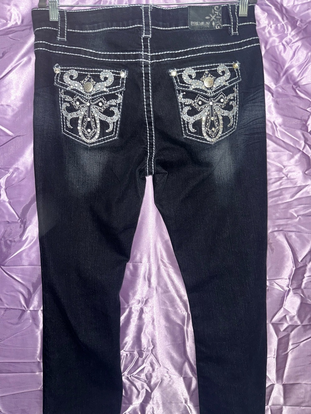Vintage Y2K McBling Fleur De Lis Bootcut Jeans size 32/29”